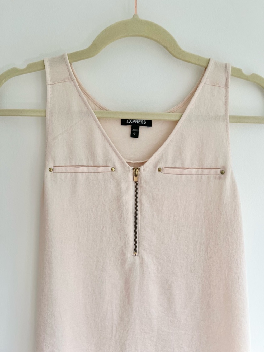 Express Pale Pink Sleeveless Zip Tank Top | Women’s S - Picture 2 of 3